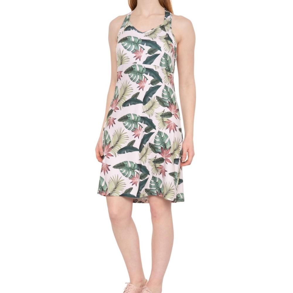 NWT Freedom Trail by Kyodan strappy cross back floral tropical print dress - S